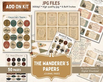 Vintage Travel Ephemera, Belle Epoque Junk Journal Add On Kit, Printable Documents Tickets Passport Scrapbook Letters, Digital Download