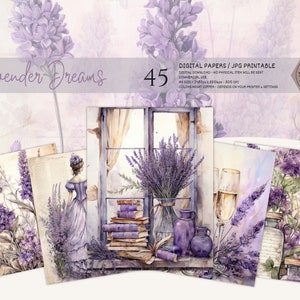 Lavender Junk Journal Printable Pages, Lavender Junk Journal Kit, Lavender Junk Journal Paper, Digital Download