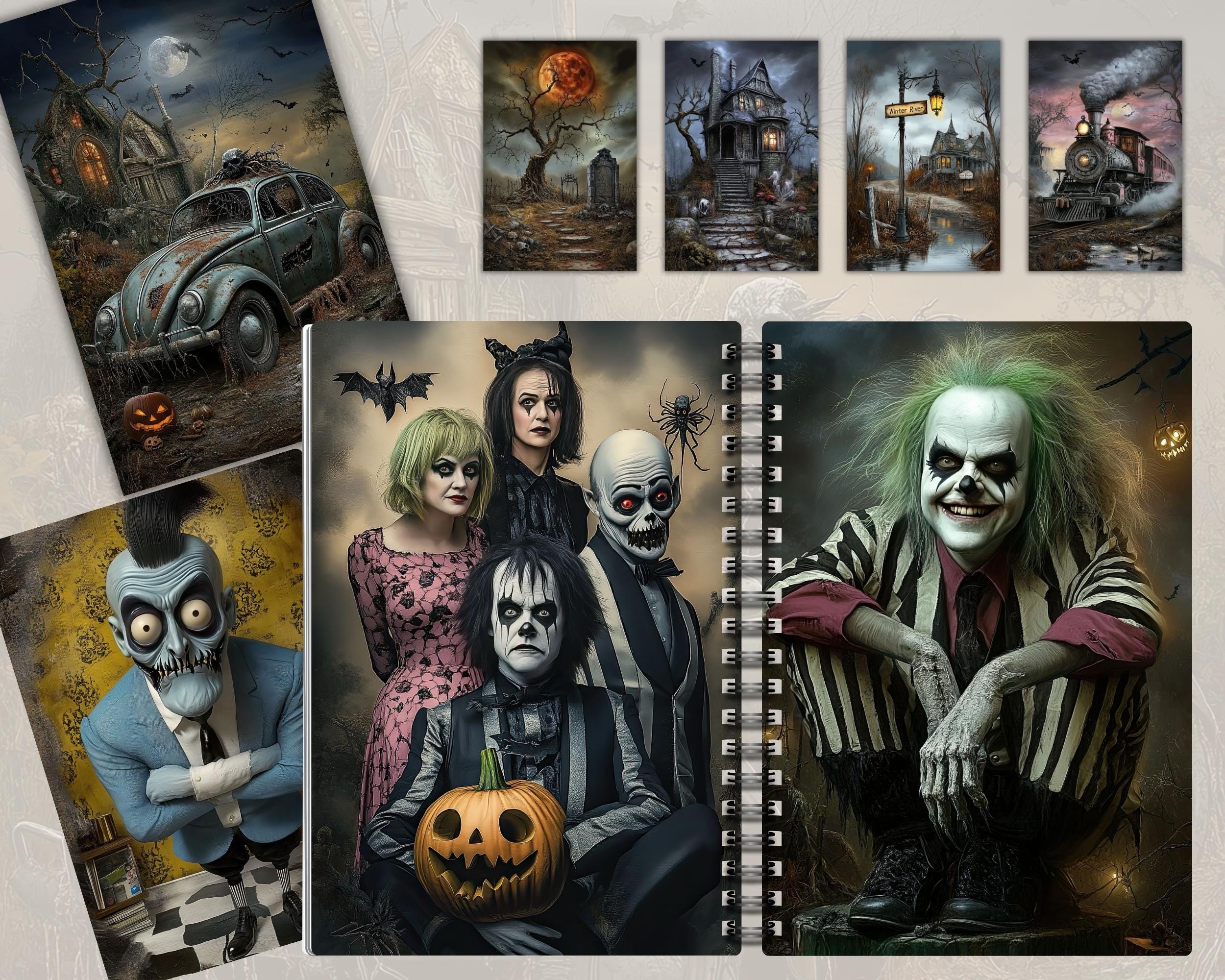 ホラー映画のハロウィンジャンクジャーナルページ：不気味な