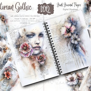 Victorian Gothic Junk Journal Pages, Dark Fantasy Junk journal Kit, Halloween Digi Kit, Goth Digital Paper Collage Sheet Printable