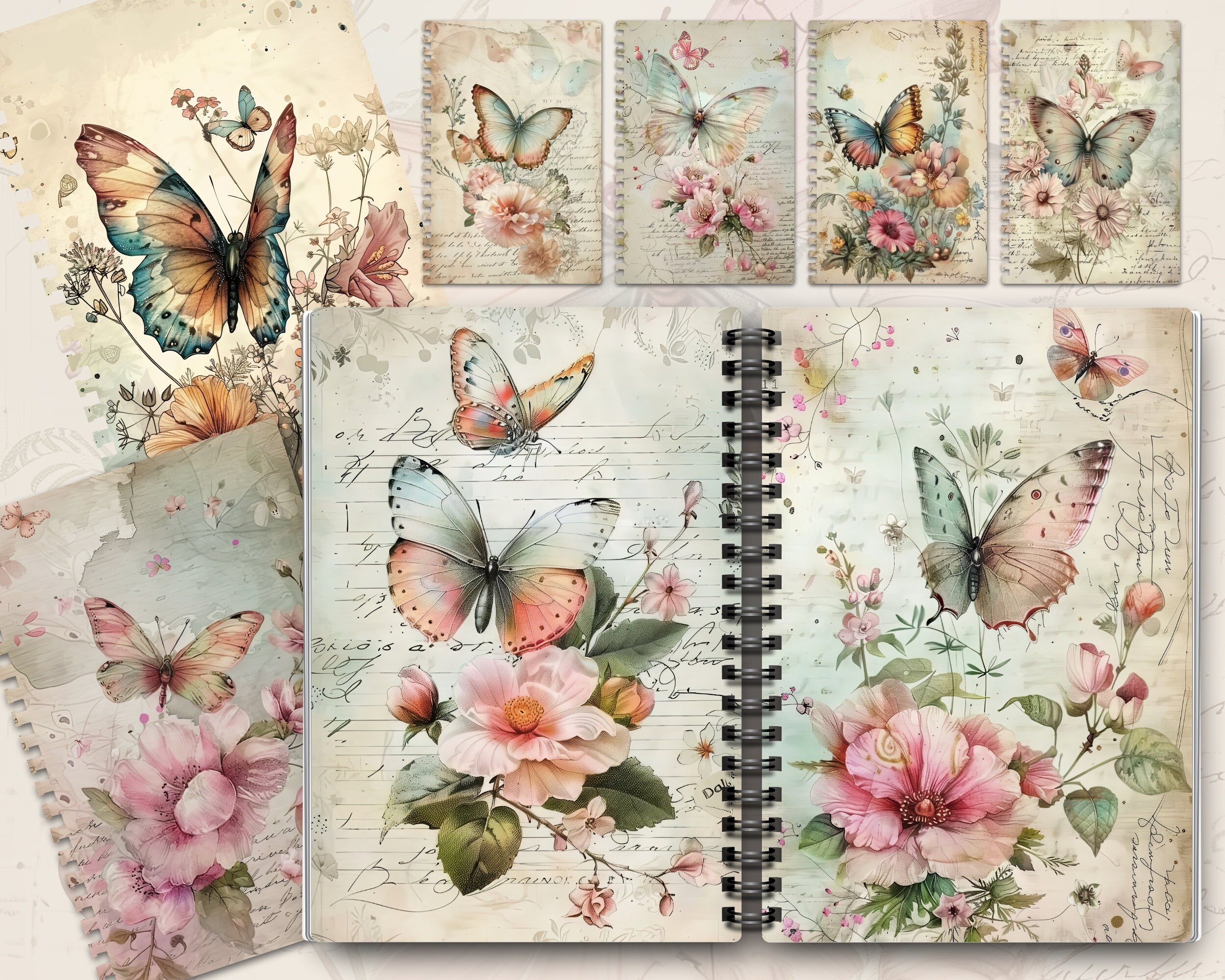 Watercolor Butterfly Fantasy, Vintage Ephemera, Junk Journal Kit ...