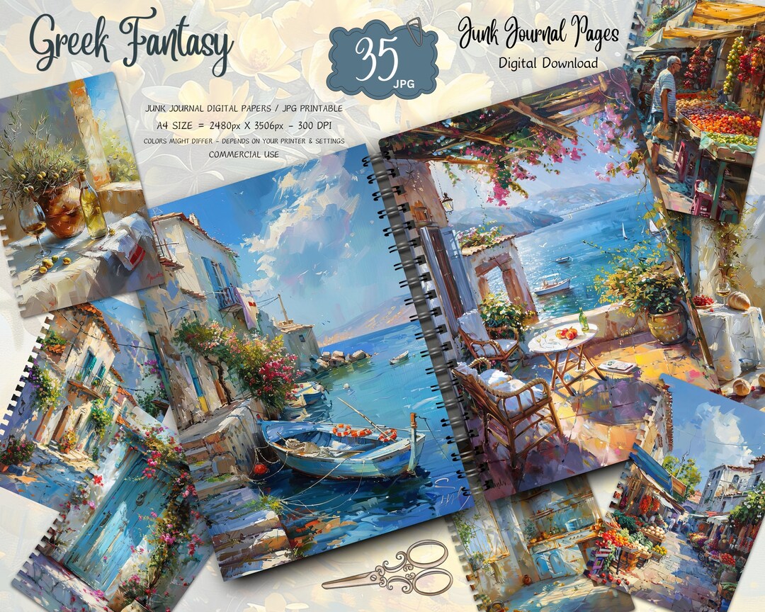 Junk Journal Kit Greek Fantasy, Vintage Ephemera Collage Sheets ...