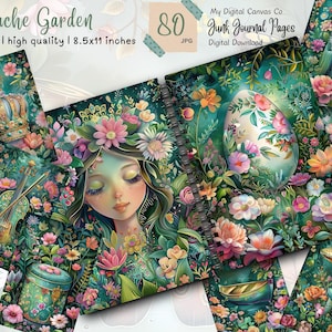 Gouache Flower Garden Junk Journal Paper | Insect Floral Garden | Printable Pages | Floral Scrapbook Papers | Digital Kit | Collage Download