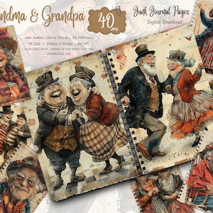 Whimsical Grandma Grandpa Junk Journal Pages: Vintage Collage (Digital Download)