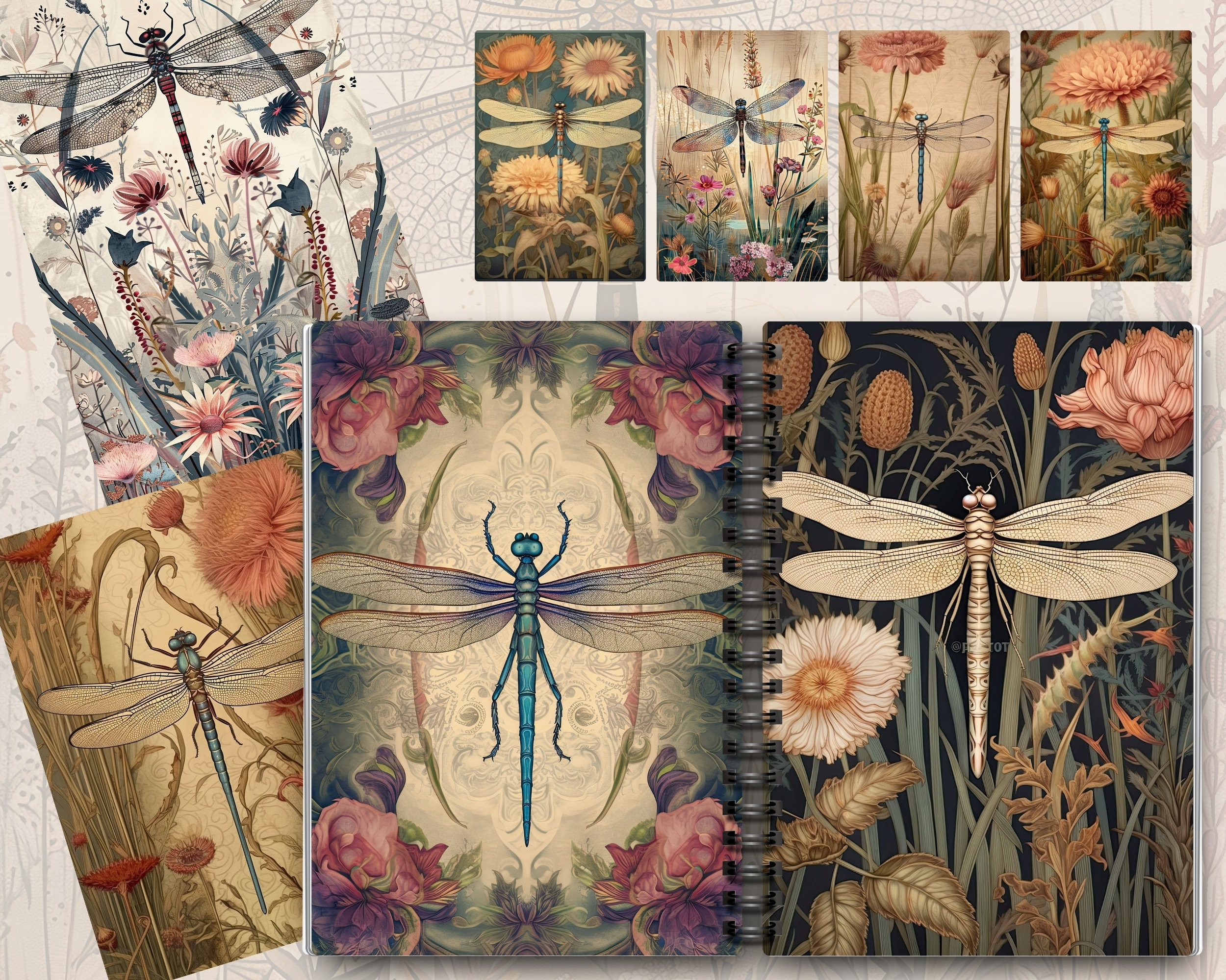 Dragonfly Junk Journal Kit Vintage Printable Papers Digital Download 60 ...