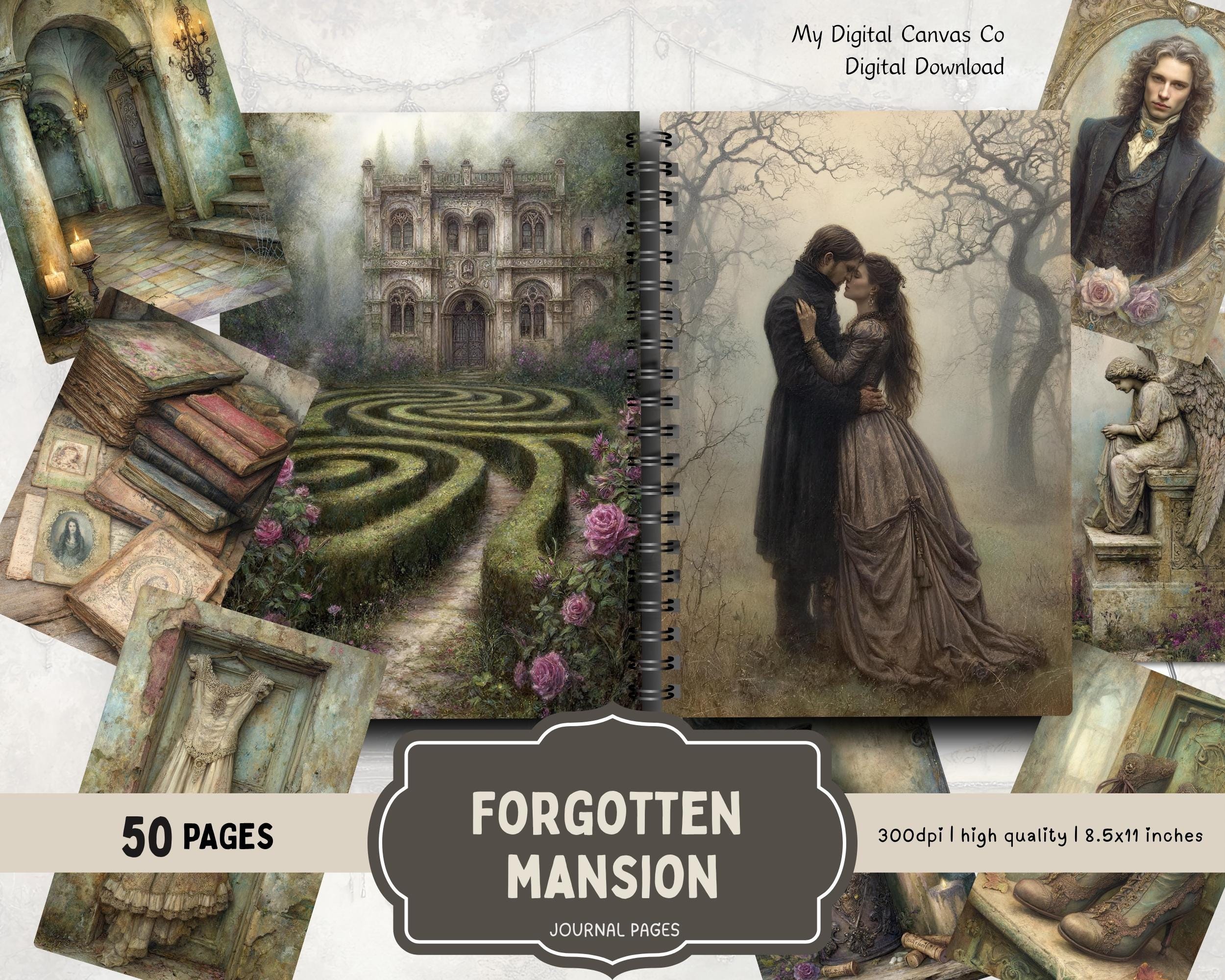 Gothic Victorian Mansion, Haunted Manor Ephemera, Junk Journal Kit ...