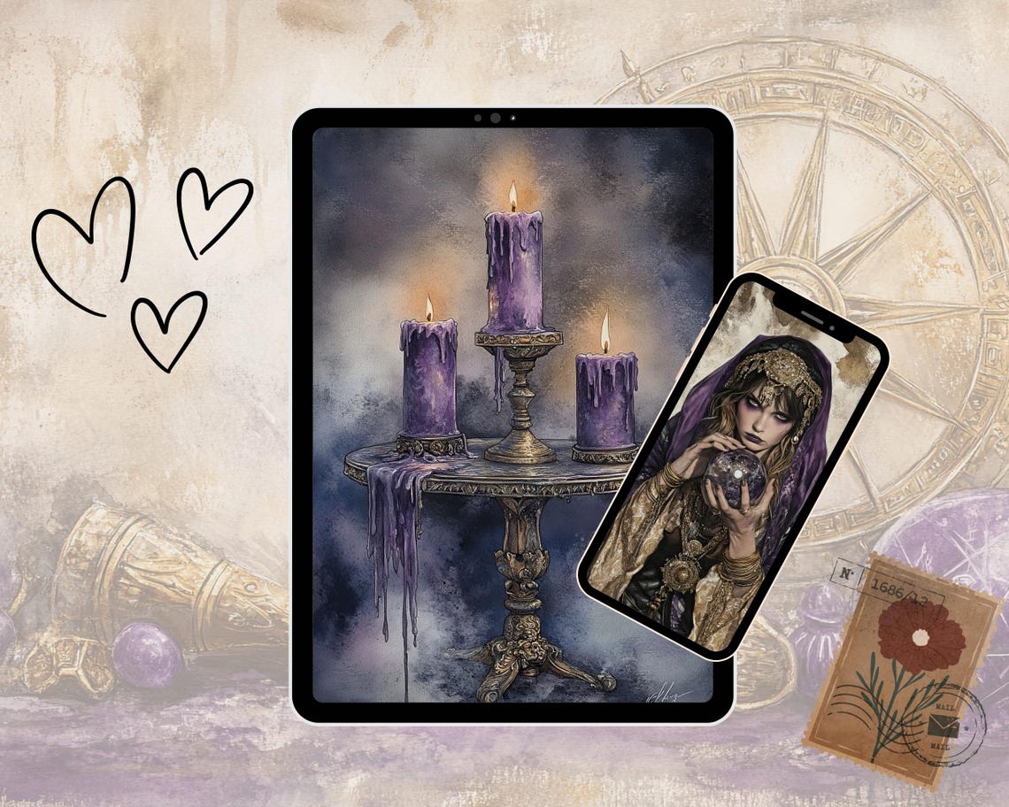 Fortune Teller Junk Journal Pages Digital Download, Purple Mystic ...