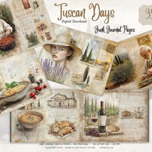 Tuscan Junk Journal Pages: Vintage Italian Theme (Digital Download)