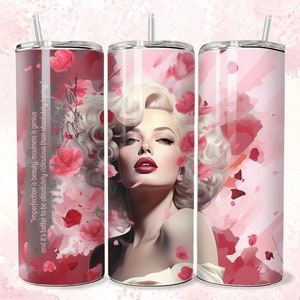 Marilyn Monroe Tumbler Sublimation Design: 20oz Straight Tumbler (Digital Download)