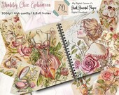 Shabby Chic Ephemera Digital Download, Vintage Journal Kit Printable, Floral Cottagecore Collage Sheet Scrapbook Paper Junk Journal
