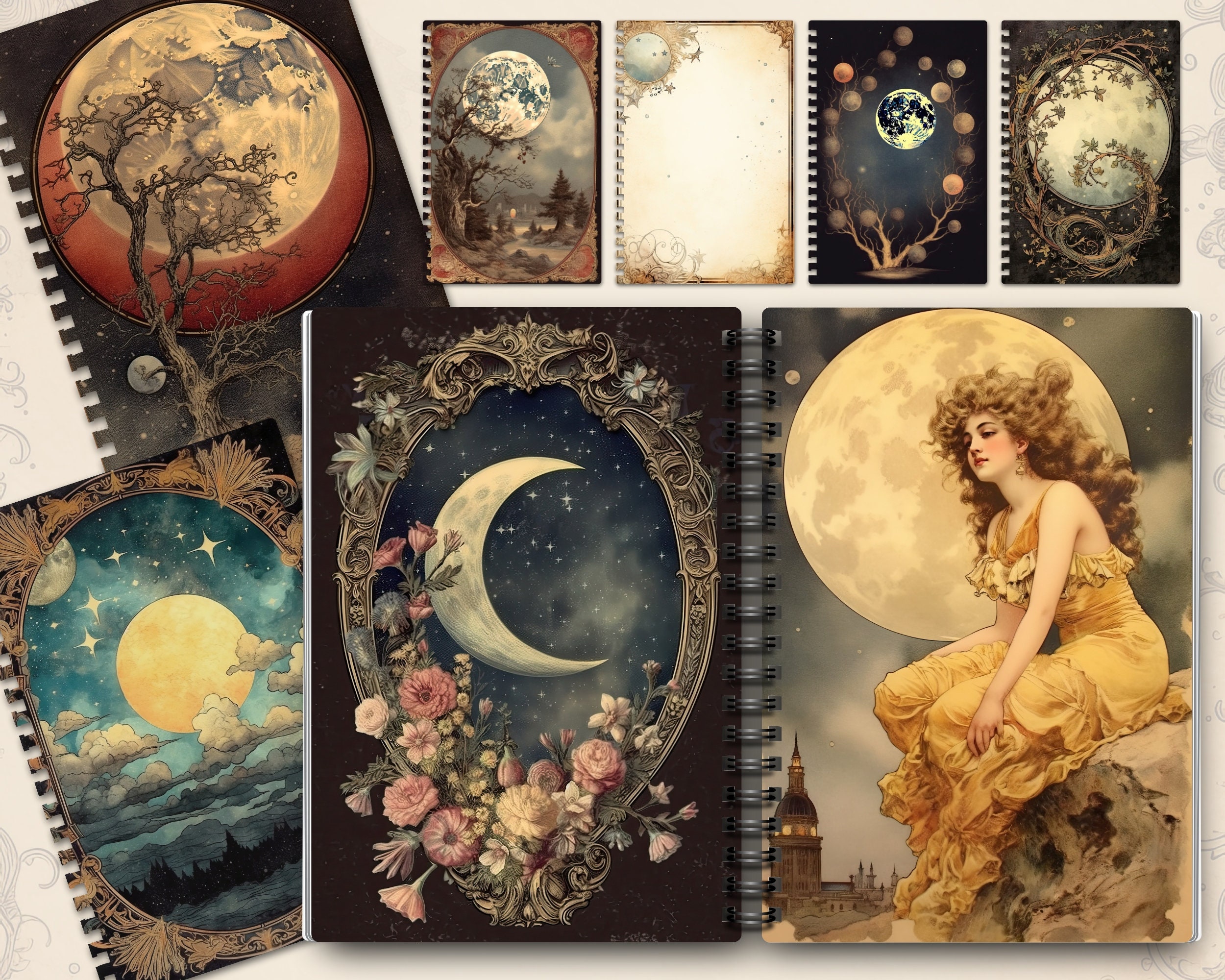 Junk Journal Kit Digital Download, Celestial Moon Printable Pages ...