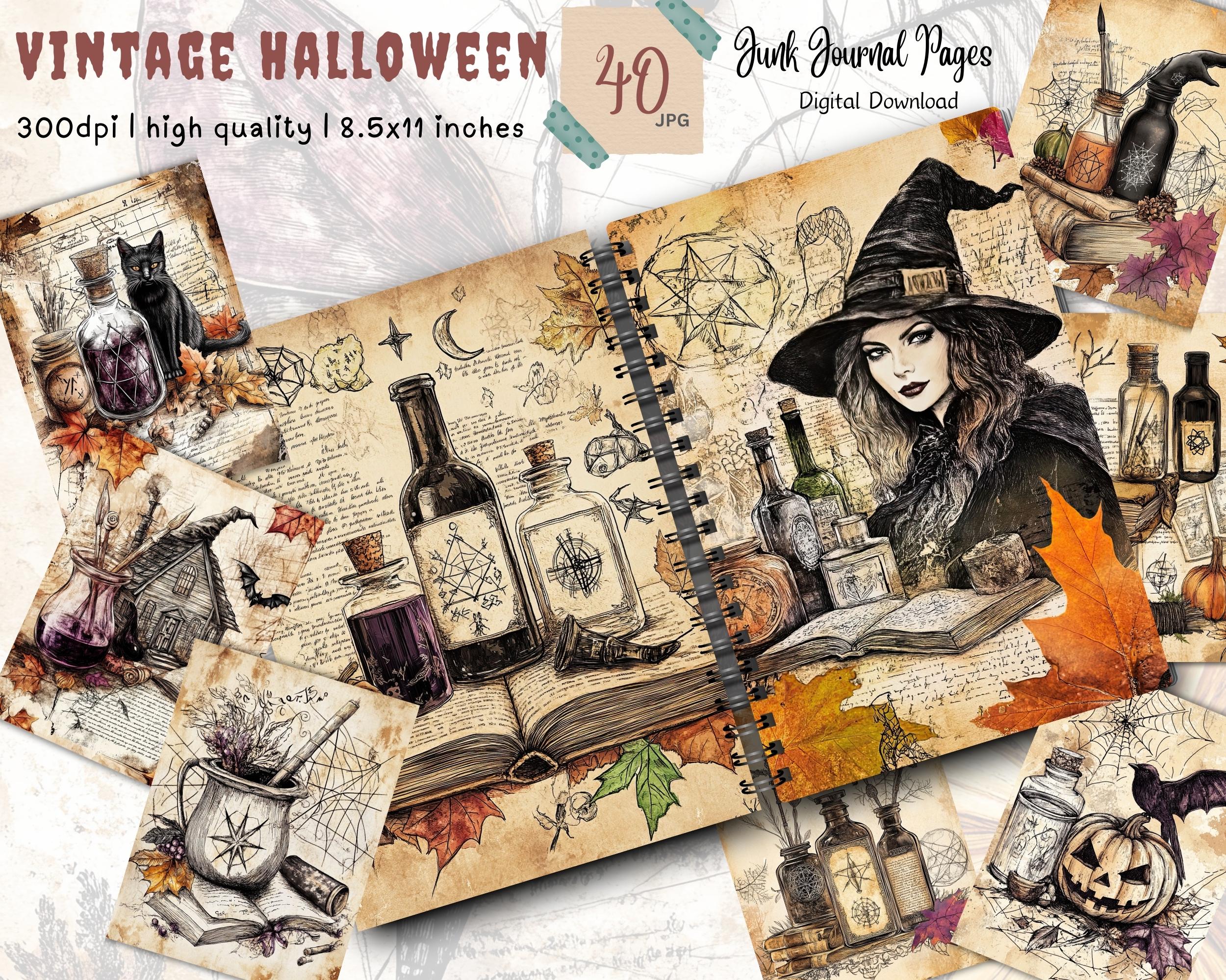Vintage Halloween Junk Journal Pages Digital Download, Creepy Printable ...