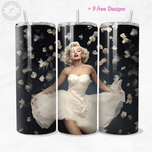 Marilyn Monroe tumbler Sublimation Digital Download/ PNG Straight 20oz tumbler wrap designs | Marilyn Monroe tumbler