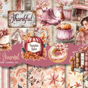 Kit de diario basura de otoño Diario basura de otoño Ephemera Etiquetas imprimibles Etiquetas Tarjetas Calabaza Naranja Bosque Artesanía Suministros Scrapbook Papel digital
