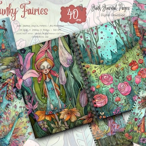 Funky Fairies Junk Journal Kit: Watercolor Collage (Digital Download)