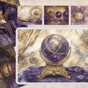 Fortune Teller Junk Journal Pages Digital Download, Purple Mystic ...