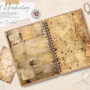 Alte Handschrift Junk Journal Seiten, Digitales Scrapbook Papier Kit, Vintage Handgeschriebenes Printable, Neutrale Ephemera, Distressed Collage Sheet