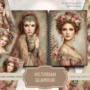 Victorian Lady Portrait Junk Journal | Elegant Women Headshots | Vintage Fashion Ephemera for Scrapbooking & Collage | Victorian Woman | JPG