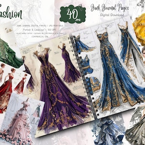 Cartes de journalisation de mode vintage, 40 jpg, éphémères imprimables, papier pour journal numérique indésirable, feuille de collage, album de mode, journal de mode