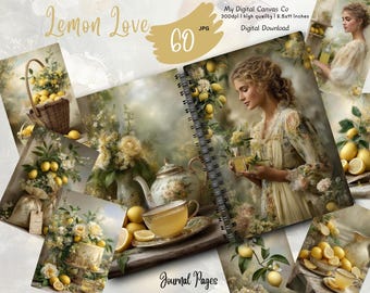 Italian Lemon Citrus, Amalfi Coast Ephemera, Junk Journal Kit, Mediterranean Scrapbook Pages, Printable Collage Sheet, Digital Download