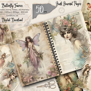 Fairy Junk Journal Seiten: Verzauberte Collage zum Ausdrucken (Digitaler Download)