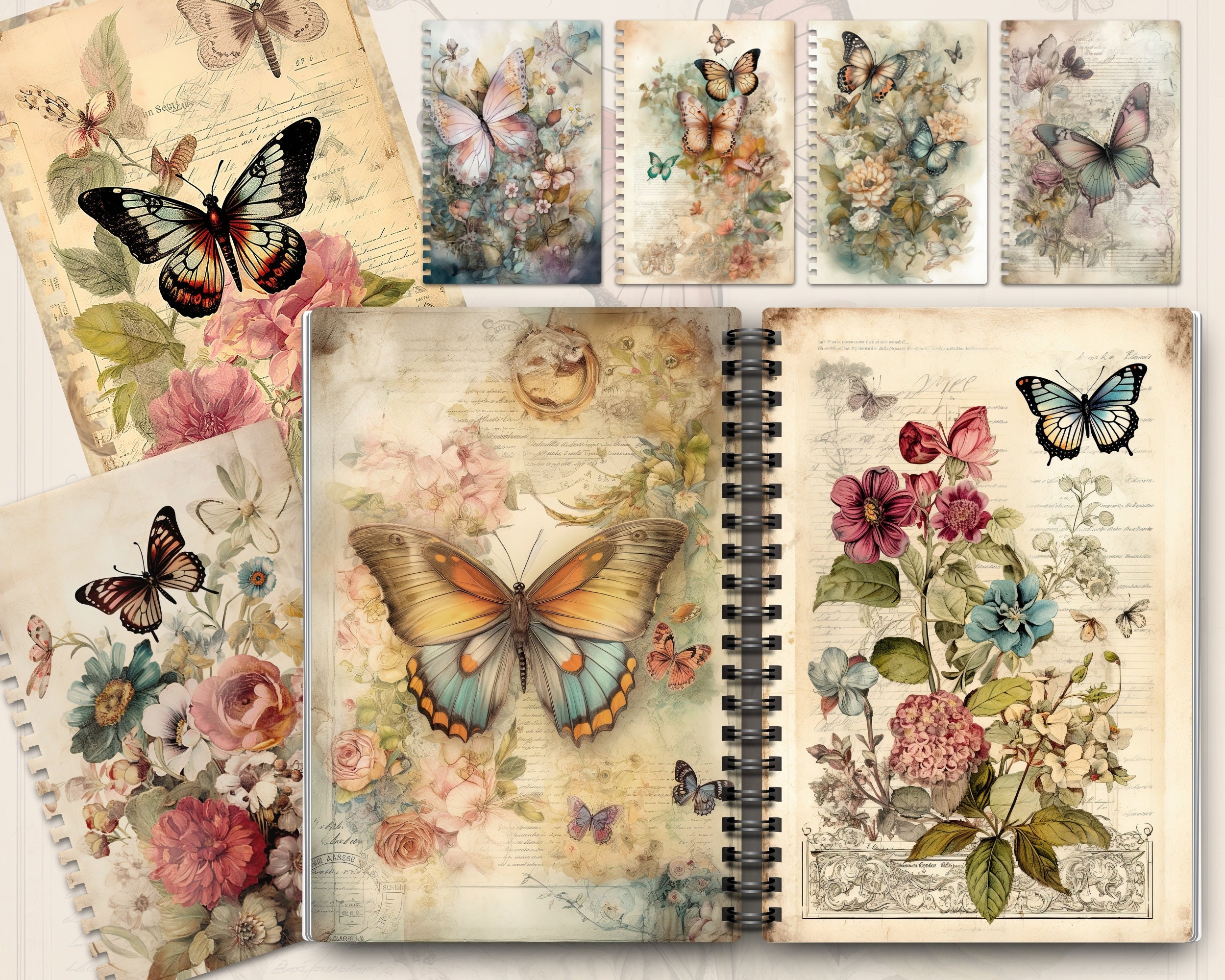 Watercolor Butterfly Junk Journal Kit Digital Download, Printable ...