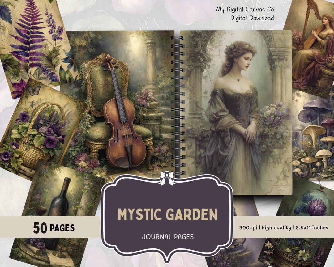 Mystical Enchanted Garden Printable Junk Journal Kit, Dark Fantasy ...