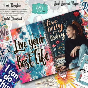 Printable Junk Journal Positive Words | Collage Sheet | Digital Journal Words Ephemera | Scrapbooking | Instant Download Affirmation Words