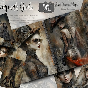 Steampunk Junk Journal Pages, Digital Industrial Paper, Victorian Printable, Digi Collage Sheet, Mechanical Scrapbook Kit, Vintage Ephemera
