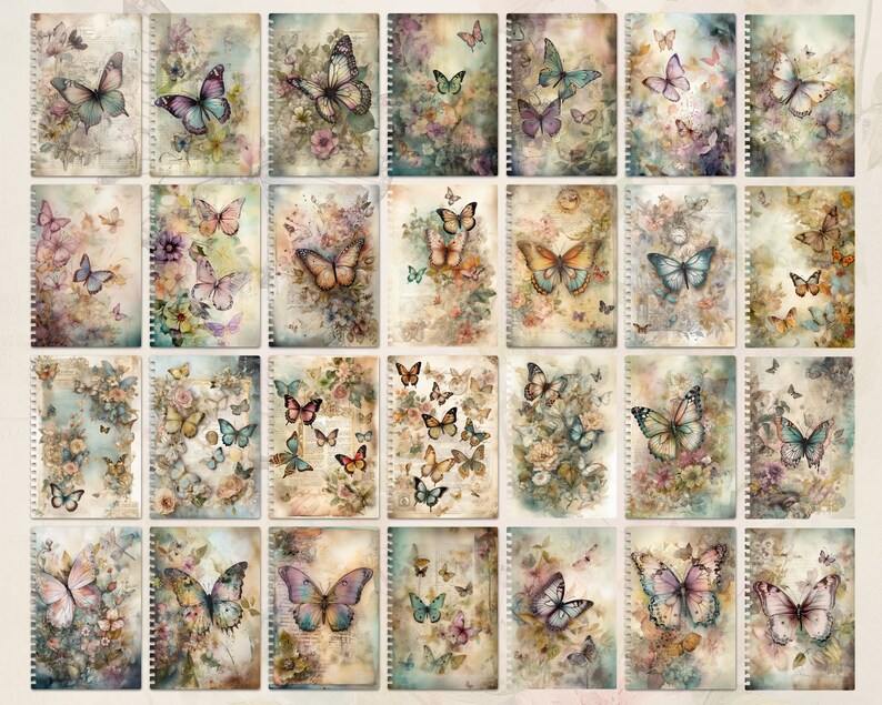 Watercolor Butterfly Junk Journal Kit Digital Download, Printable ...