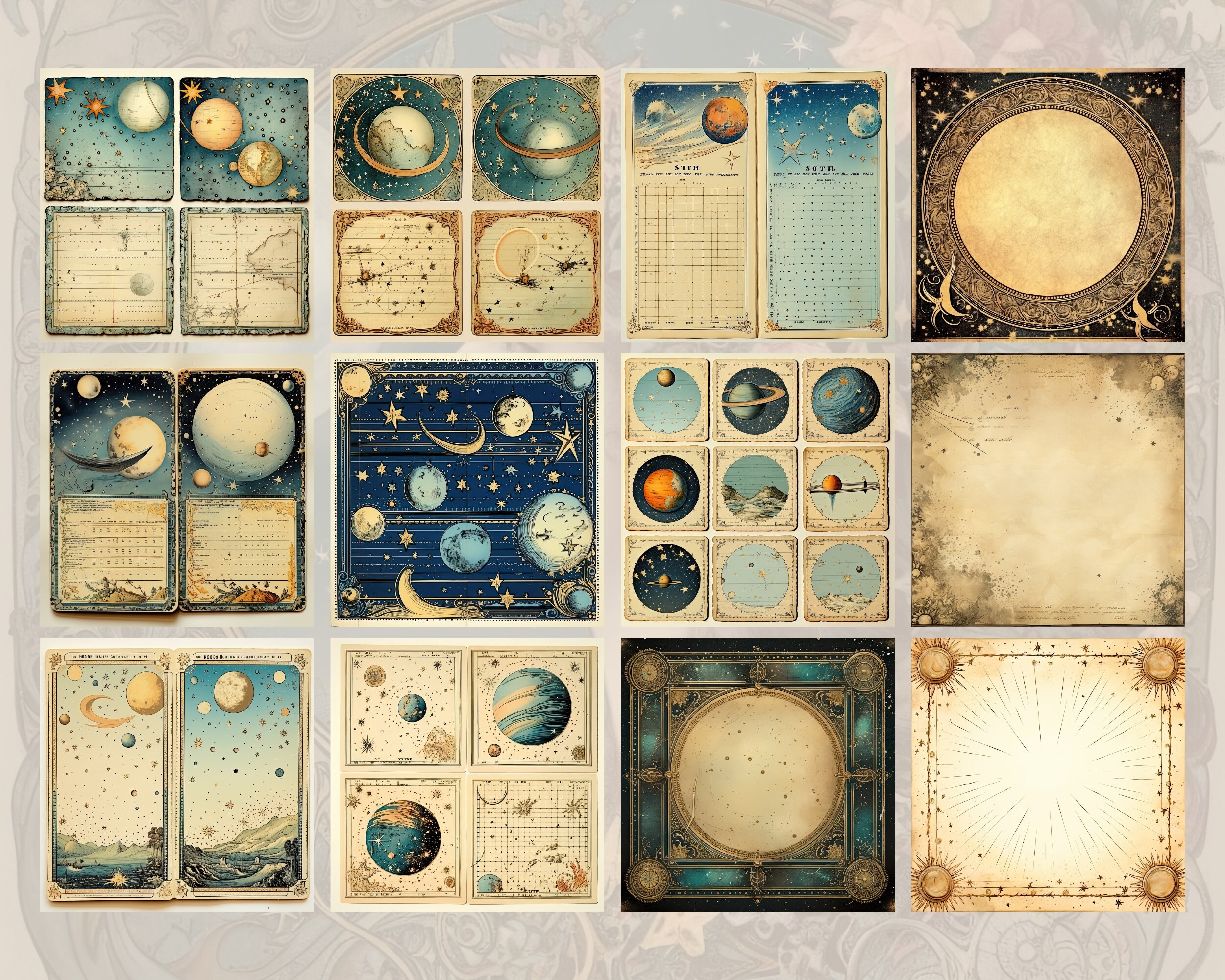 Junk Journal Kit Digital Download, Celestial Moon Printable Pages ...