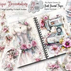 de journal de couture vintage | Éphémères imprimables, papier journal numérique indésirable, feuille de collage, scrapbooking grunge, journal de mode