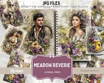 Junk Journal Kit Digital Download, Cottagecore Floral Printable Pages, Shabby Chic Ephemera, Birds Butterflies Journal