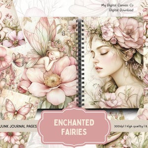 Forest Fairy Garden Junk Journal Pages, Spring Ephemera, Scrapbook printable, Printable Paper, Digital Collage, Spring Pages,Digital Collage
