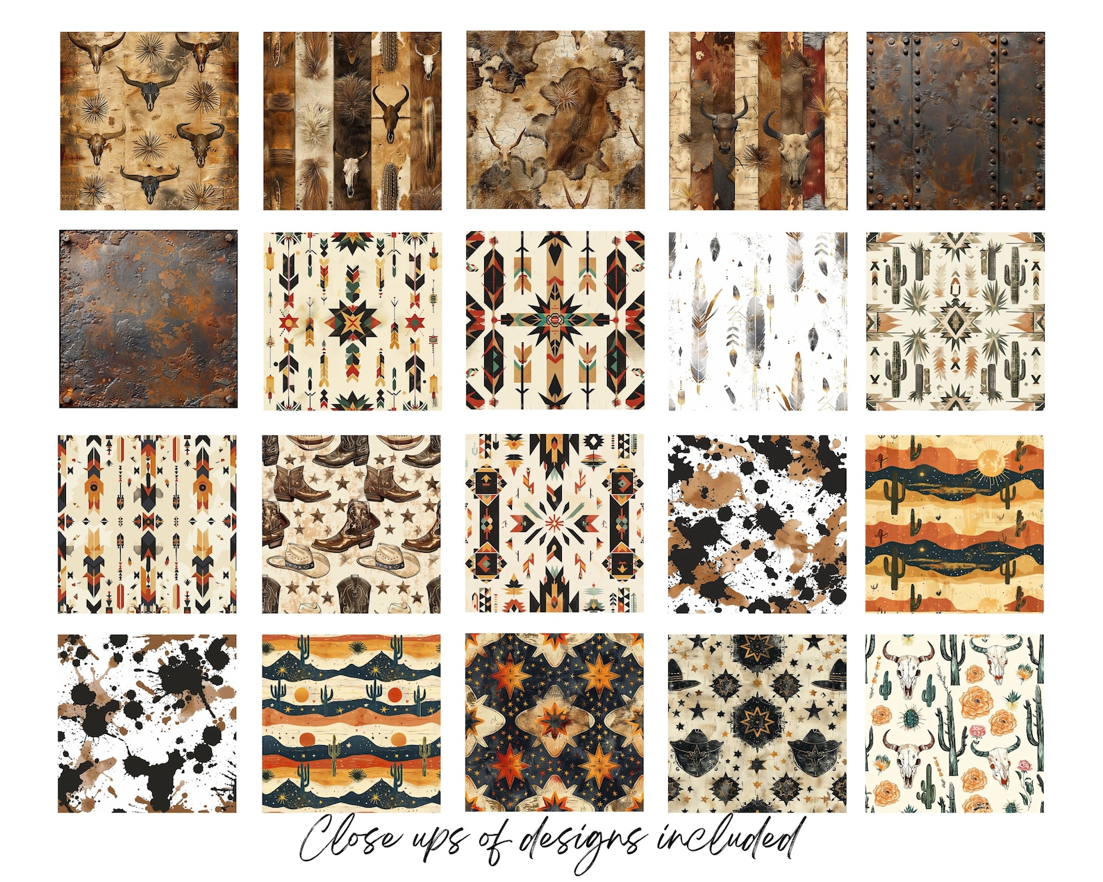 Rustic Western Texture Wild West Textures: Seamless Cowboy Digital Papers (digital Download ...