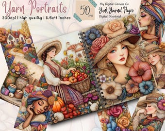 Cottagecore Junk Journal Kit, Shabby Chic Vintage Floral Pages, Printable Ephemera Collage Sheets Digital Download