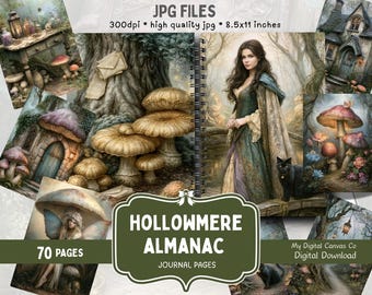 Dark Fairycore, Mushroom Forest, Cottagecore Junk Journal Kit, Printable Ephemera Bundle, Victorian Woodland Fairy Digital Download, Fantasy