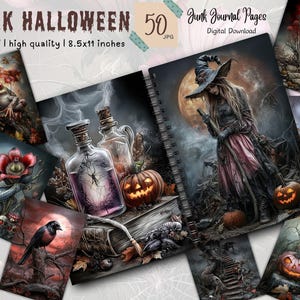 Dark Haunted Halloween printable journal pages junk journal,Creepy Junk Journal, digital journal kit printable junk journal,instant download