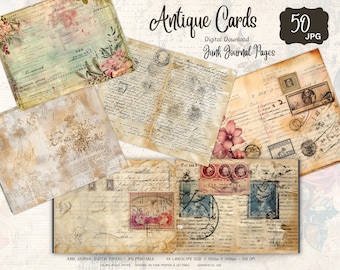 Vintage Library Cards Printable Victorian Ephemera Digital Download, Antique Book Journal Pages, Dark Academia Collage Sheet Scrapbook