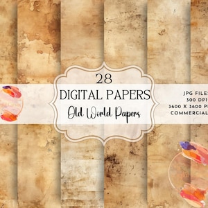 Old Paper Textures / vintage antique distressed aged paper backgrounds / grunge ripped paper / digital printable scrapbook paper