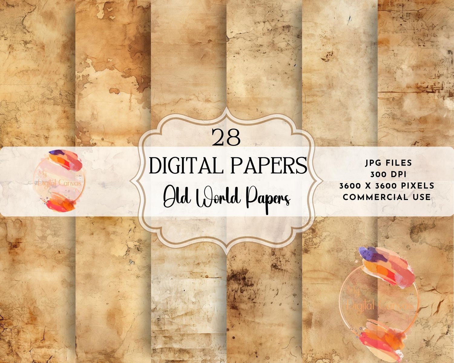 Vintage Paper Paintings I Digital Painted Paper Images of Old Paper Aged  Paper Backgrounds Antique Paper Textures Vintage Paper 
