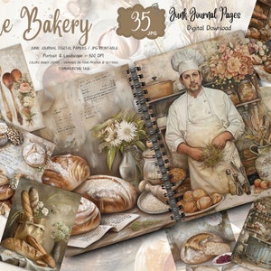 Cozy Bakery Junk Journal Pages, Digital Scrapbook Paper Kit, Baking Printable, Pastry Collage Sheet, Vintage Ephemera, Cottagecore Download