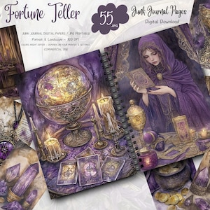 Fortune Teller Junk Journal Pages Digital Download, Purple Mystic ...