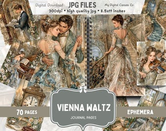 Viennese Ballroom Junk Journal Kit, Victorian Waltz Ephemera, Masquerade Scrapbook Pages (Digital Download)