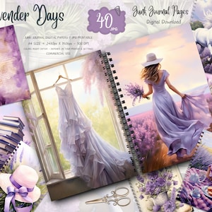 Lavender Junk Journal Pages, Vintage Lavender Junk Journal Kit, Junk Journal Printable Paper, Digital Collage Sheet, Instant Download