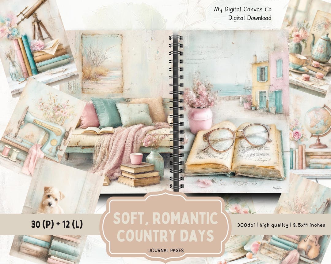 Shabby Chic Junk Journal Kit Vintage Farmhouse Ephemera Digital ...