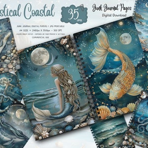 Mystical Chic Coastal Junk Journal Kit | Seaside Cottage | Nautical Ephemera | Scrapbooking | Printable Journal Pages | Paper Crafts