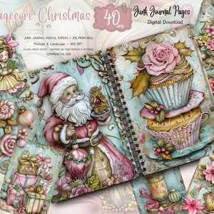 Cottagecore Christmas Journal Pages: Pastel Ephemera, Scrapbook Kit (Digital)