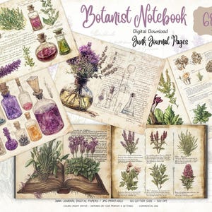 Kit diario botanico di erbe aromatiche / Pagine di diario di erbe aromatiche stampabili / Effimere da giardino / Download digitale / Pianta / Natura / Floreale vintage