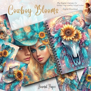 Cowgirl Sunflower Junk Journal Kit: Western Printable Ephemera (Digital Download)